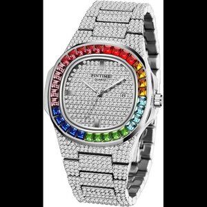 Luxury Bling-ed Out Colorful Full Diamond Watches Fashion Quartz Analog